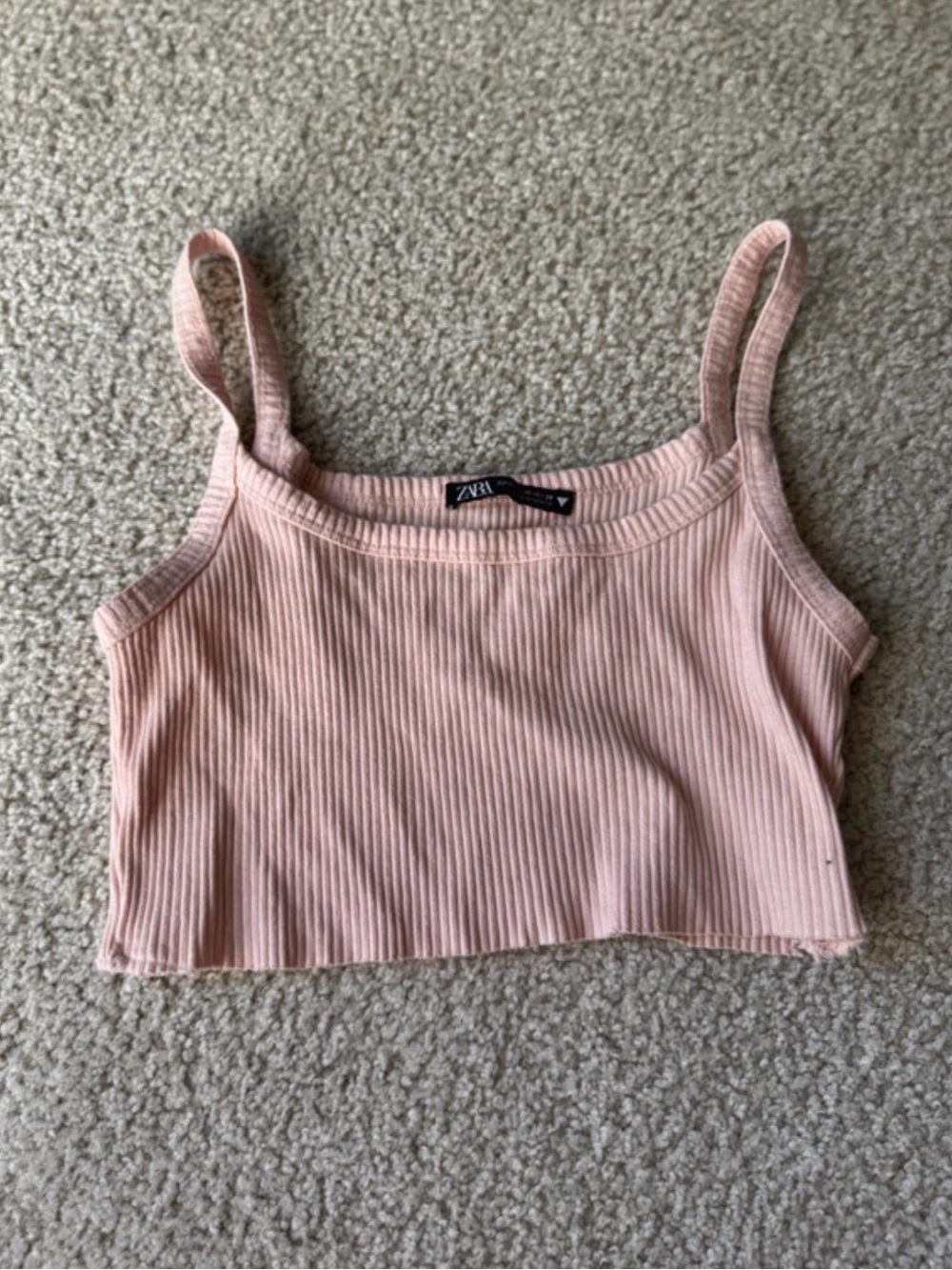 Zara Ribbed Cropped Tank Top in Dusty Pink Y2K